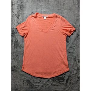 Athleta Short Sleeve V Neck Shirt Women's Size Medium Orange